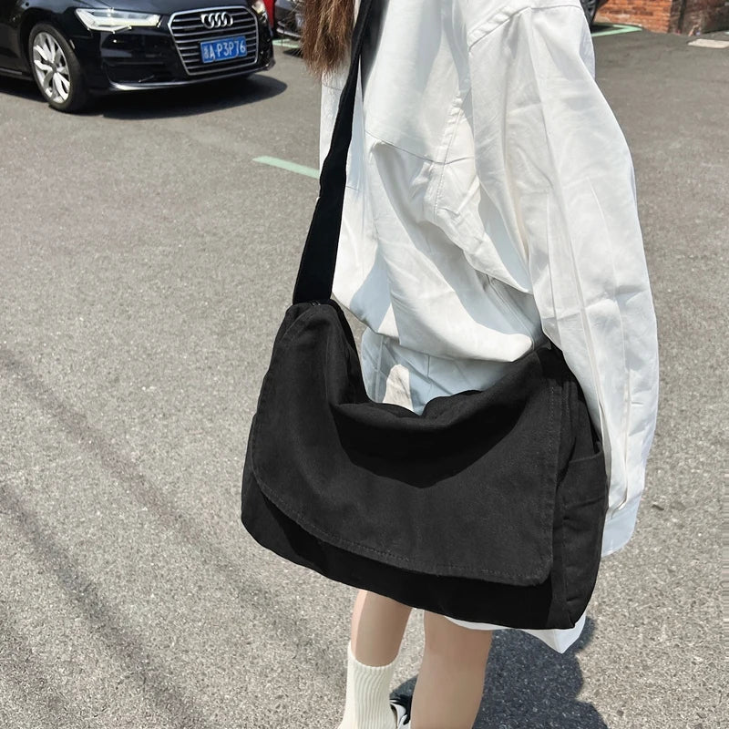 Women's Messenger Bag Vintage Handbag Canvas Teenager Shoulder Tote Bags Casual Handbag Crossbody Bag