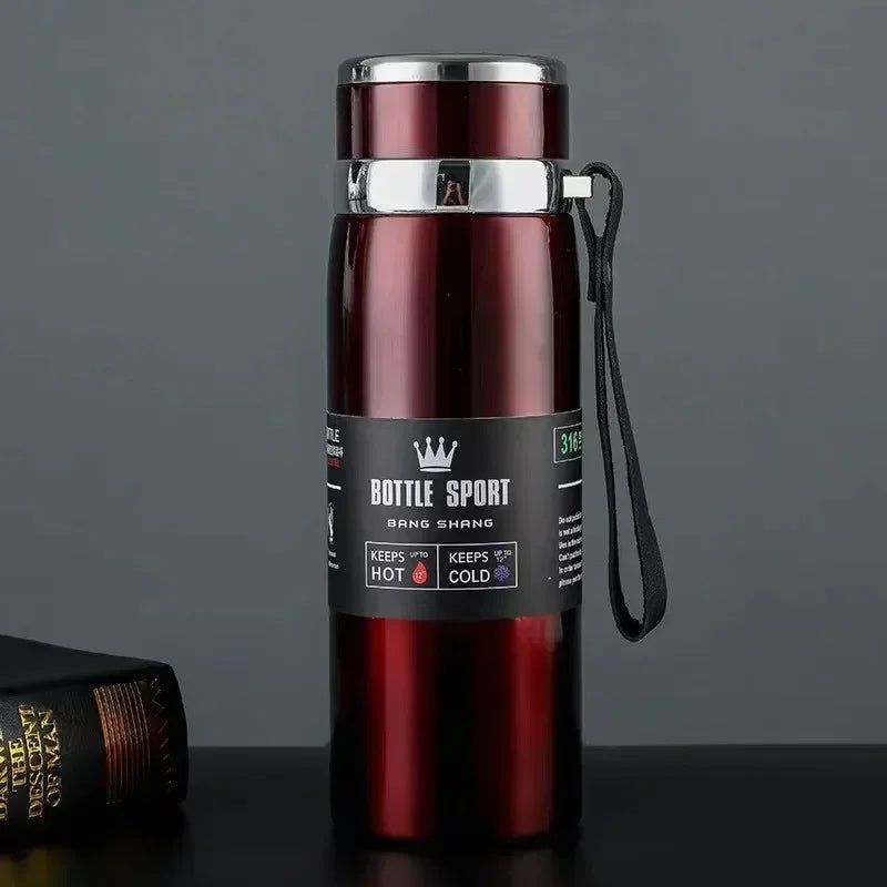 Vacuum Insulated Thermos Water Bottle with Wide Mouth Cup, BPA-Free Stainless Steel Water Bottles Flask for Cold & Hot Drink