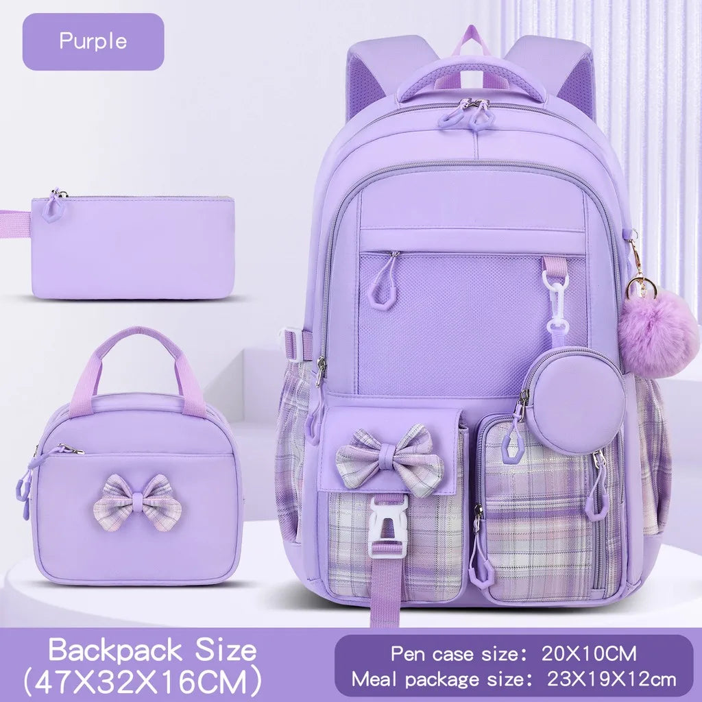 School Bags Ergonomic 3 Piece School Bag Set Pencil Pouch Large Capacity School Backpack For Campus Study After-School Short