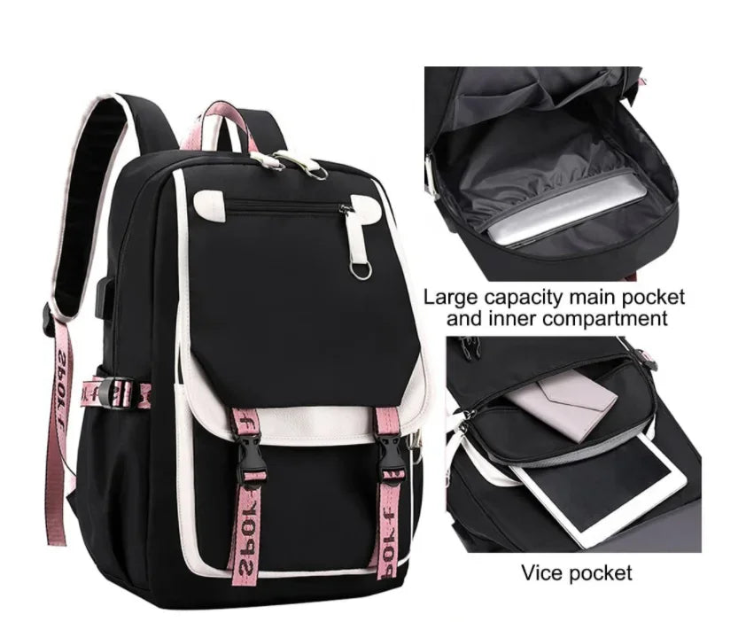 School Bags for Teenage Girls The Amazing World of Gumball Printed Students Bookbag Large Capacity Travel Bagpack with Usb Port