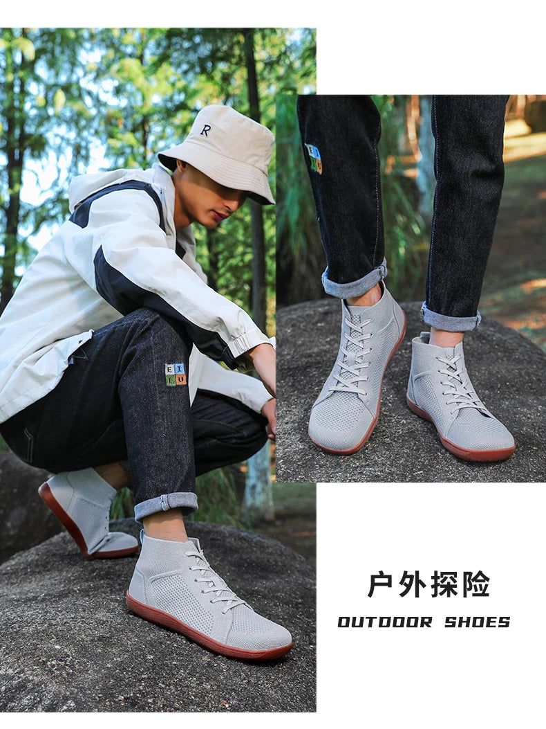 Men's And Women's High Top Barefoot Walking Shoes, Wide Toe Loose Shoes, Suitable For Comprehensive Training In The Gym And Driv