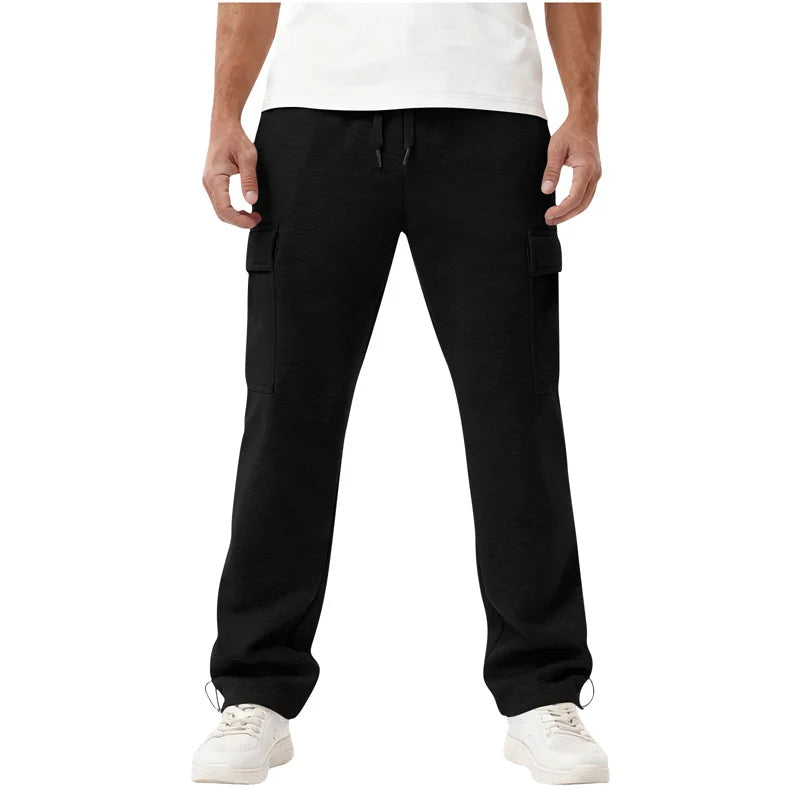 spring autumn Mens Sweatpants Straight Joggers Sports Streetwear Multi-pocket Pants Loose Drawstring casual Long Pants Men