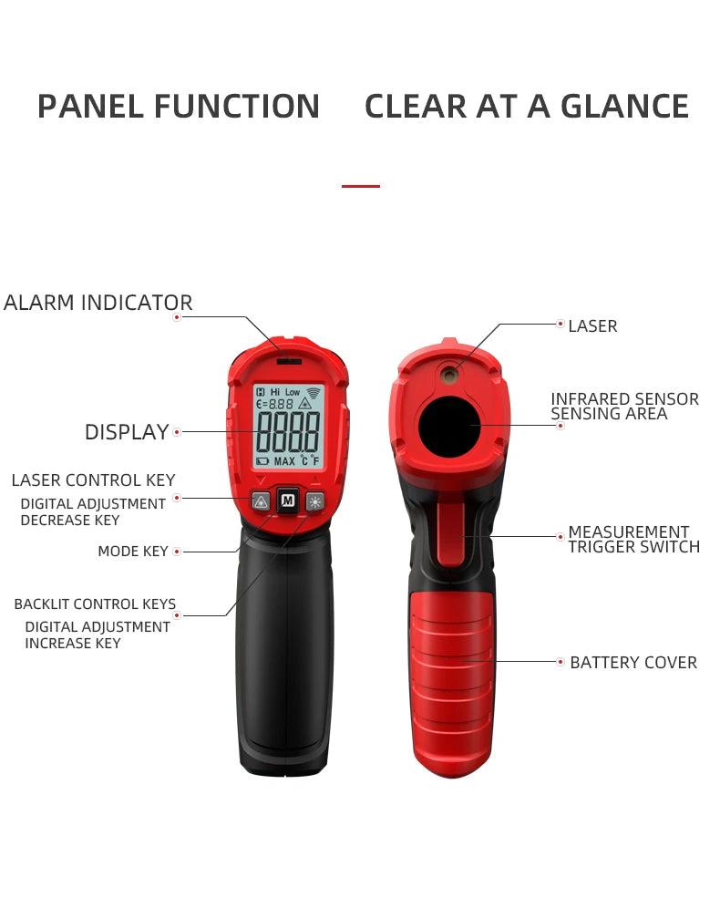 Digital Infrared Thermometer -50~600℃ IR Laser termometro Pyrometer Gun Non-Contact Laser Temperature Meter gauge Tools