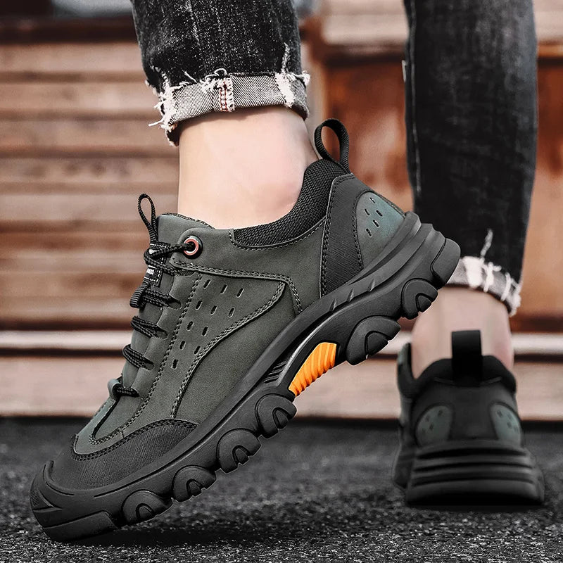 Genuine Leather Men's Casual Shoes Outdoor Sneakers Non-Slip Sports Hiking Footwear Leisure Walk Male Treking Footwear Trainers