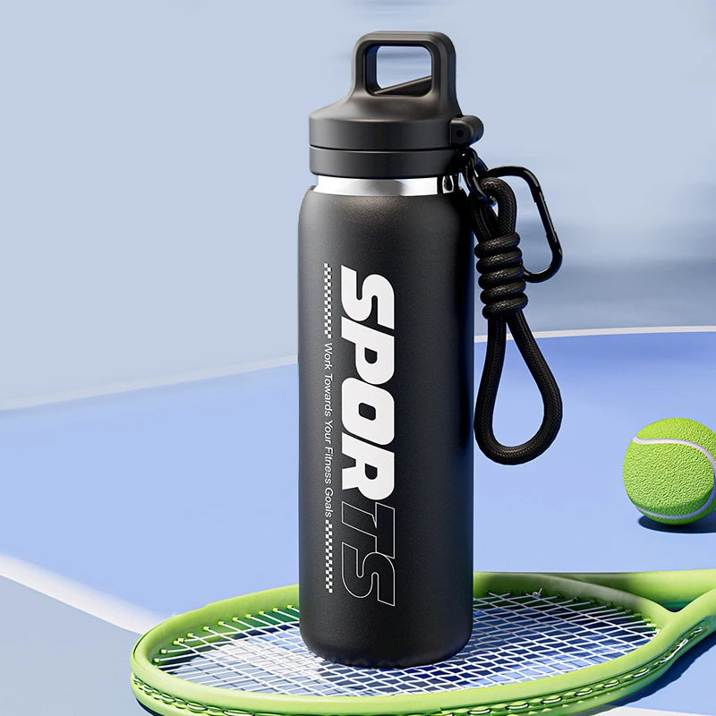 New Insulated Water Bottle, Portable, Unisex, Outdoor Cycling Water Bottle, One Lid, Double Drinking Straw.