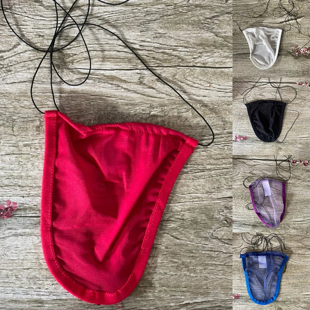 Thongs Men Underwear Lace Up Mens Nylon+Mesh One Size Pouch Sexy Soft Ultra-thin Underpants Breathable Fashion