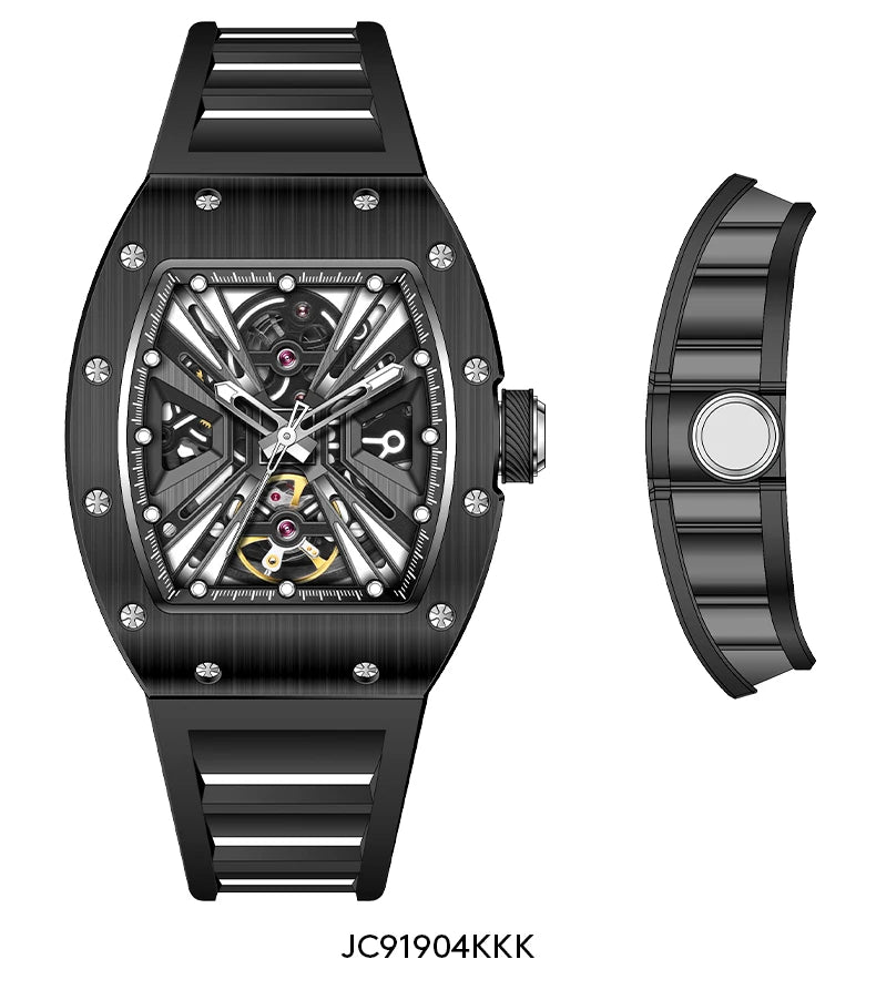 Watch for Men Skeleton Mechanical Sports Watches Men's Luminous Waterproof Automatic Wristwatch Steel Case Relogio Masculino