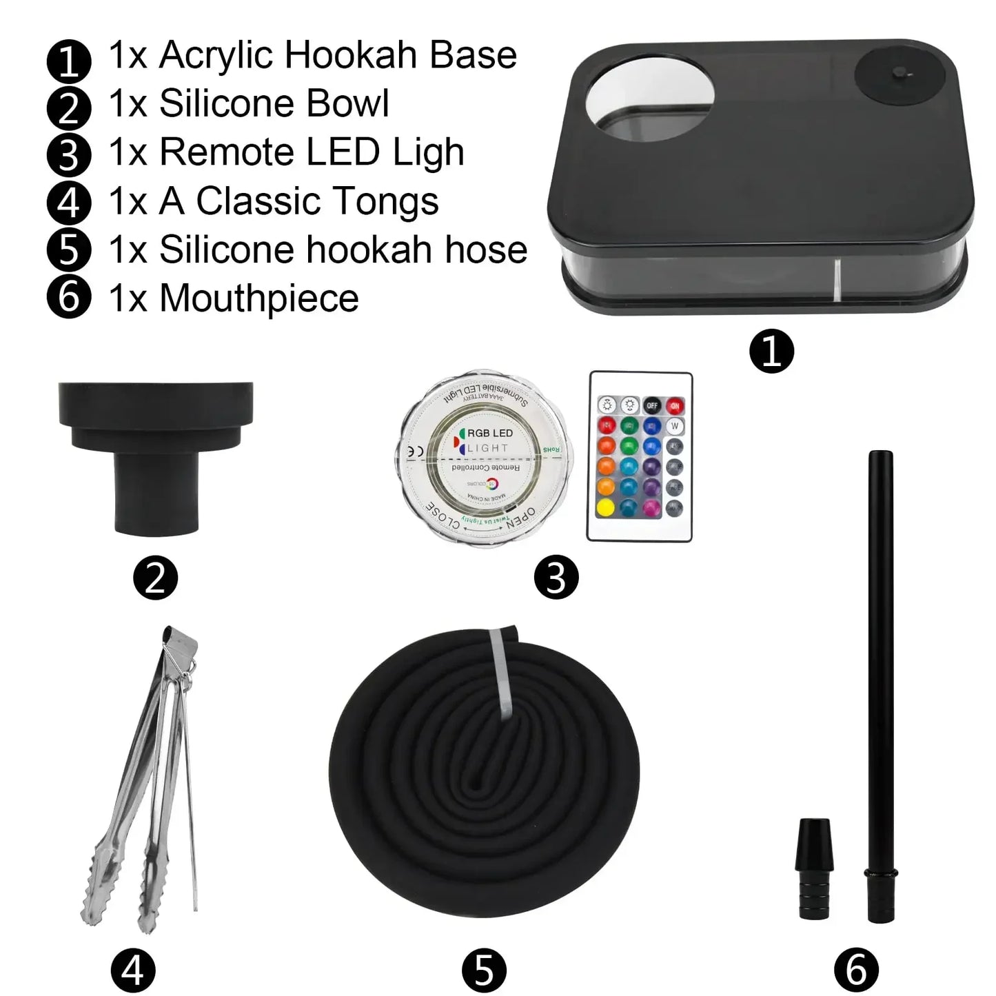 Acrylic Hookah with LED Light Shisha Box Nargile Sheesha Narguile Chicha Cachimbas Water Pipe Shisha Hookah Set Accessory