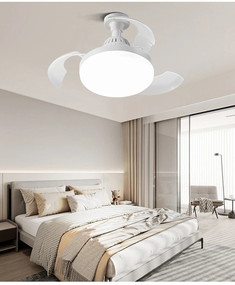 Ceiling Fan Light New Invisible Telescopic Blade Air Circulation Fans Silent Dimming Timed Room Decor Ceiling Fan with lighting