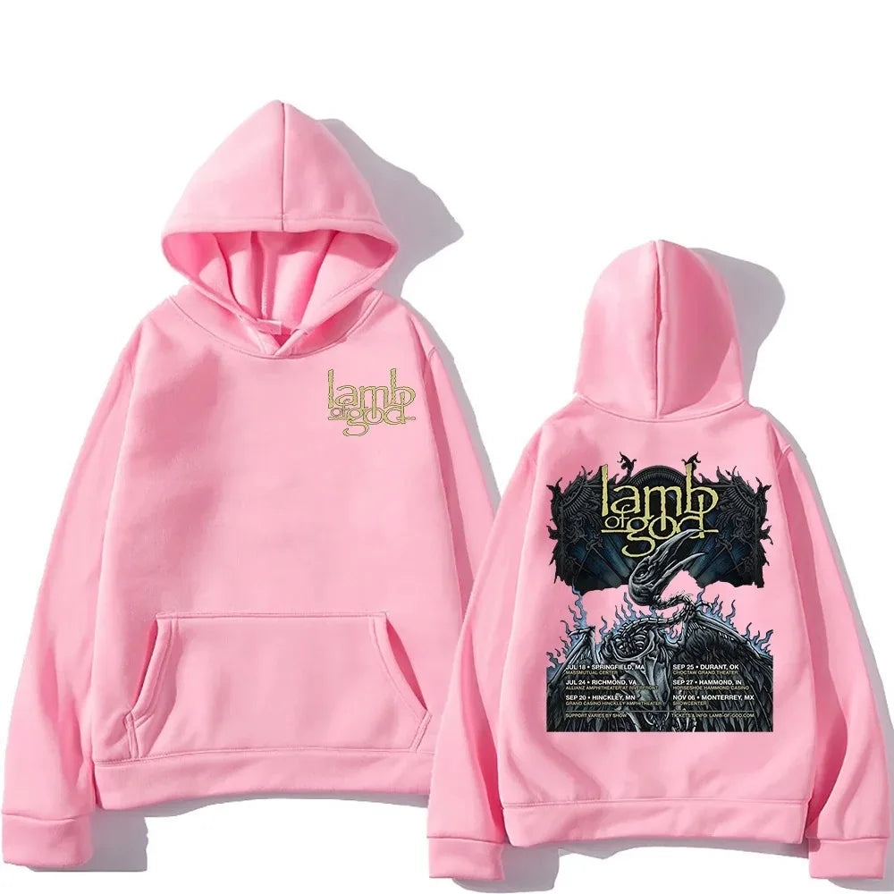 Mental Band Lamb of God Heavy Album Covers Graphic Print Hoodies Men Women Street Sweatshirts Loose Casual Oversized Pullovers