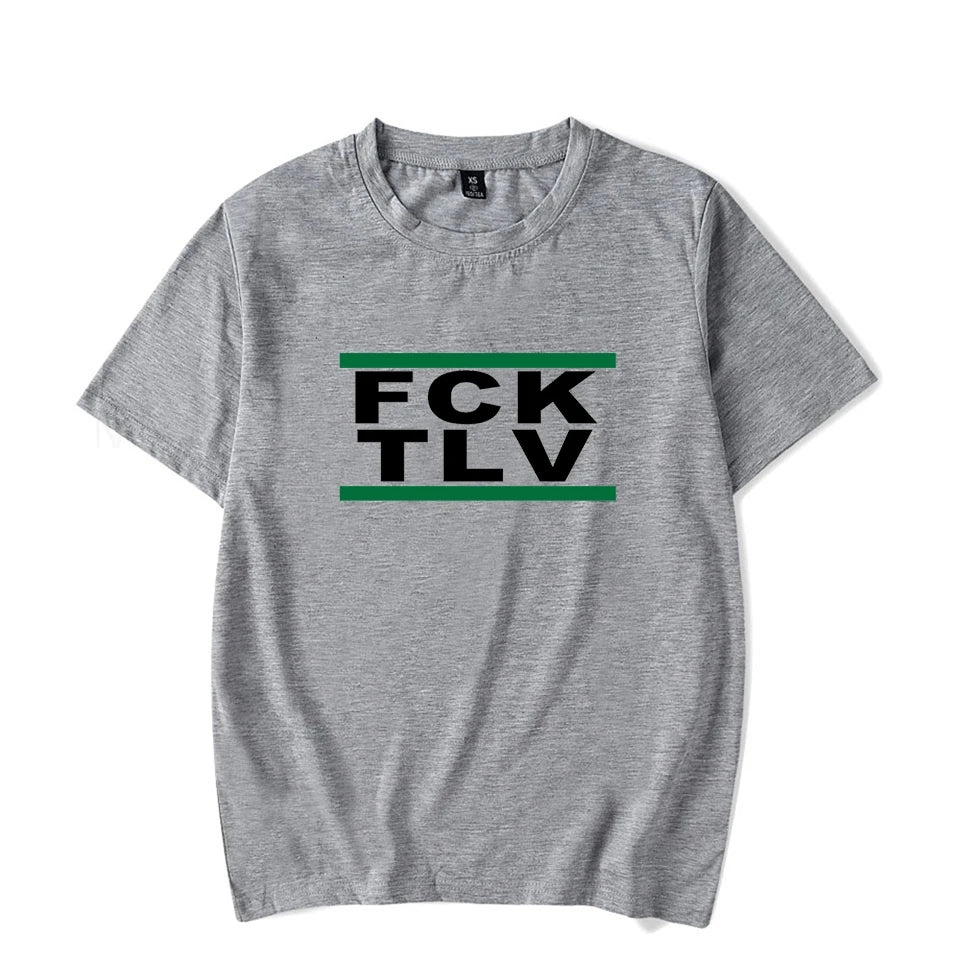 Summer Tops Printed FCK TLV T shirts Crew Neck Casual Tops Men Women Short Sleeve T-Shirt 4XL