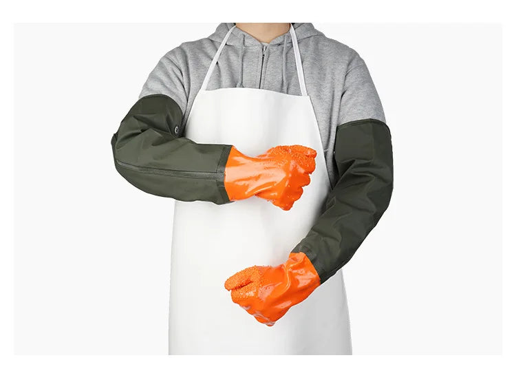 Warm fishing gloves, dishwashing, car washing, lengthened, non-slip, wear-resistant, waterproof, labor protection gloves