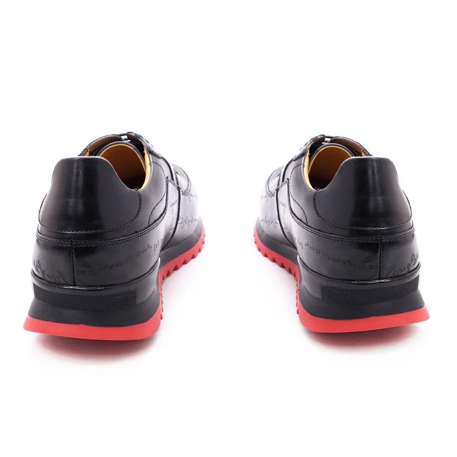 Genuine Leather Men's Sneakers Lace Up Handmade Heightening Men's Shoes Streamline Fashion Comfortable Casual Shoes Party Shoes