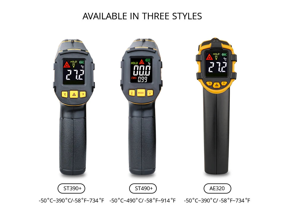 Digital Infrared Thermometer Laser Temperature Meter Non-contact Pyrometer Imager Hygrometer IR Termometro Color LCD Light Alarm