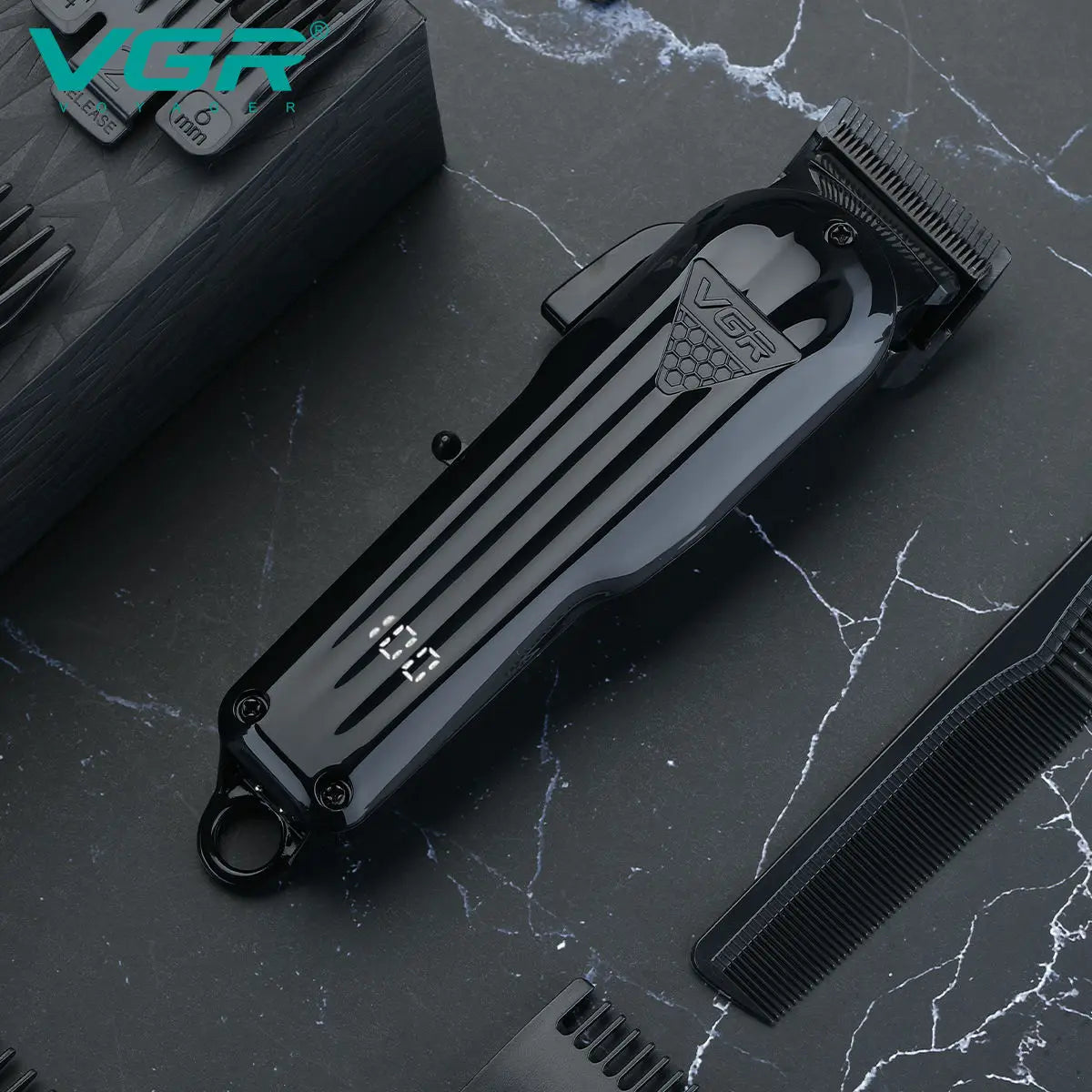 VGR Trimmer Professional Hair Trimmer for Men Clipper Beard Trimmer Hair Cutting Machine Cordless LED Display Rechargeable V-282