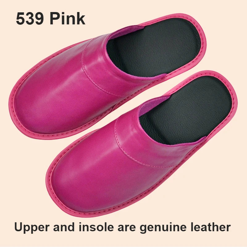 Soft Sheepskin cow Leather Slippers Homes in indoor slipper Spring Autumn men women elderly non-slip casual single shoes summer