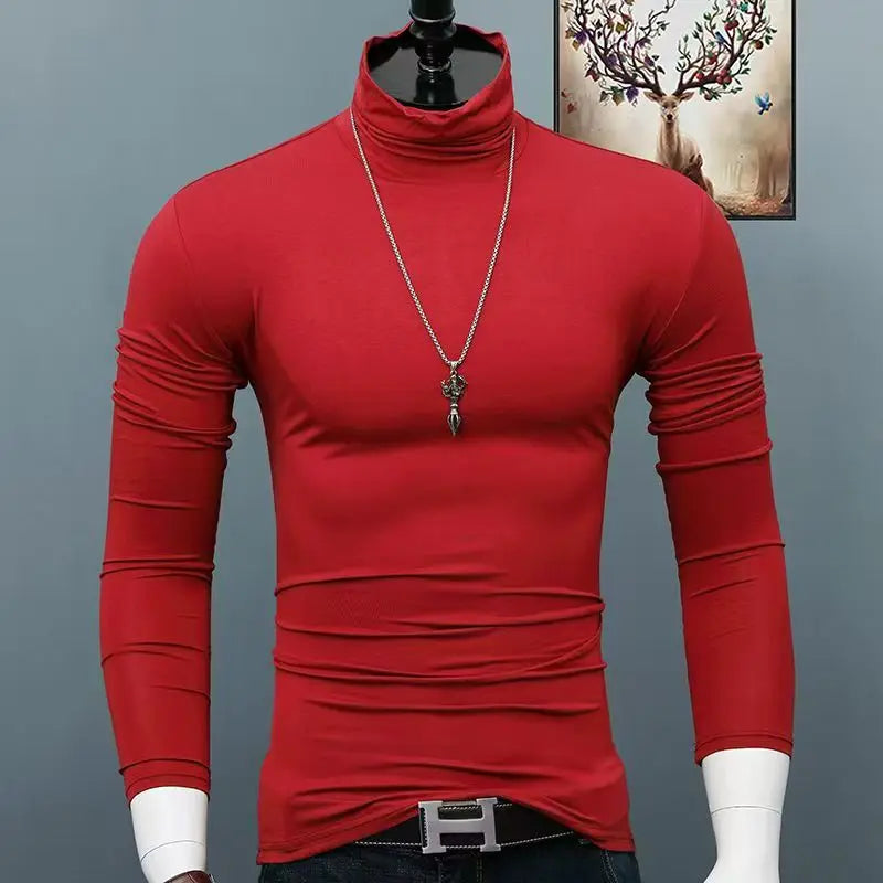 Thermal Underwear Tops Men Winter Clothes Thermal Shirt Autumn Men's Winter Tights High Neck Thin Slim Fit Long Sleeve T-shirt