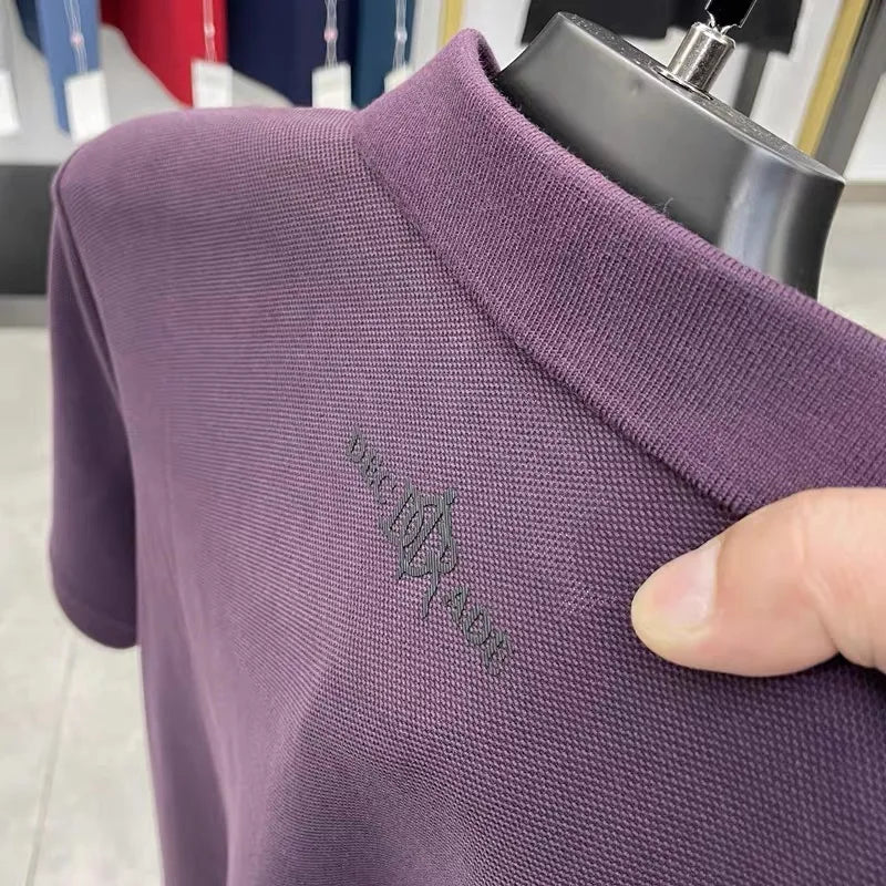 100% pure cotton men's short sleeved polo shirt summer fashion casual top comfortable and breathable high-quality lapel T-shirt