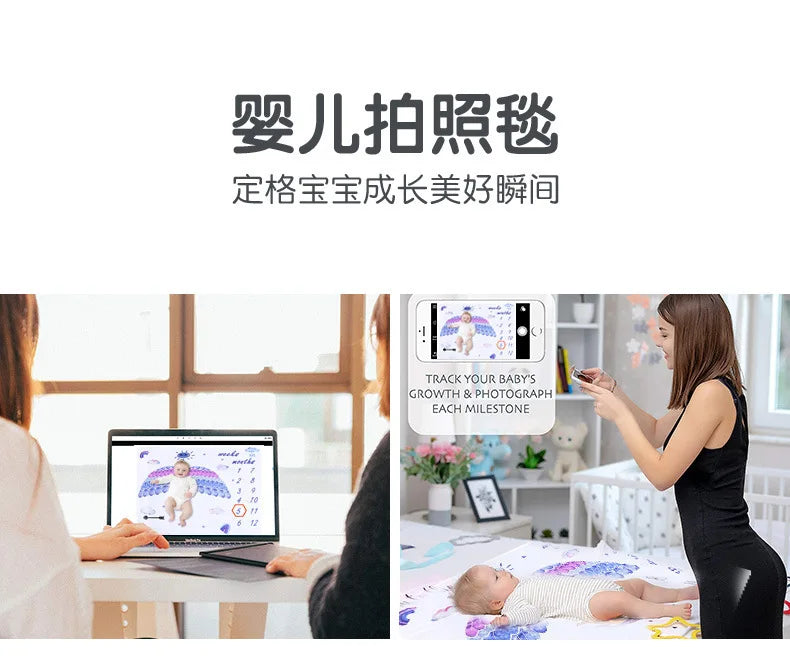 Baby Photography Mats Background Cloth Growth Commemorative Blanket Baby Milestone Flannel Blanket Newborn Photography Blanket