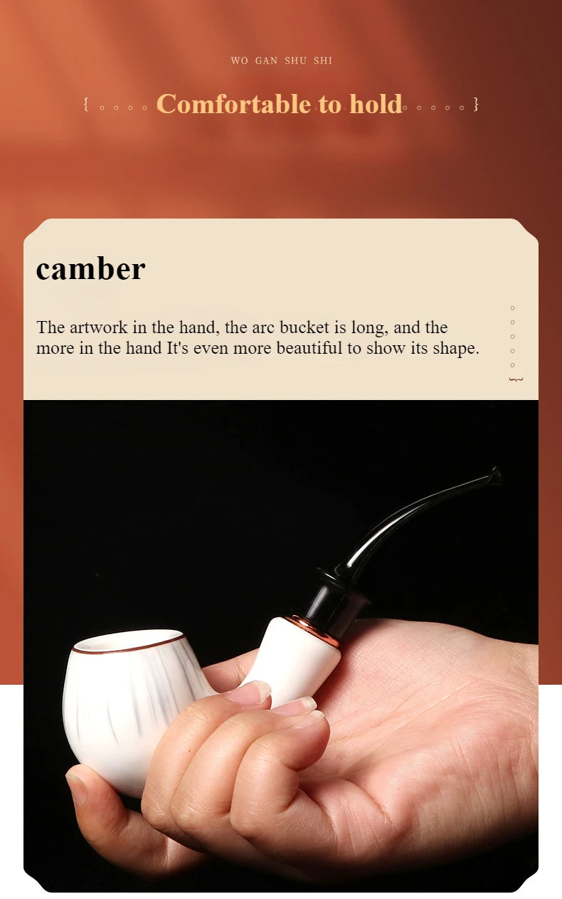 9mm Flue Ceramic Bent Smoking Pipe Portable and Washable Pipe With Built-In Filter Element