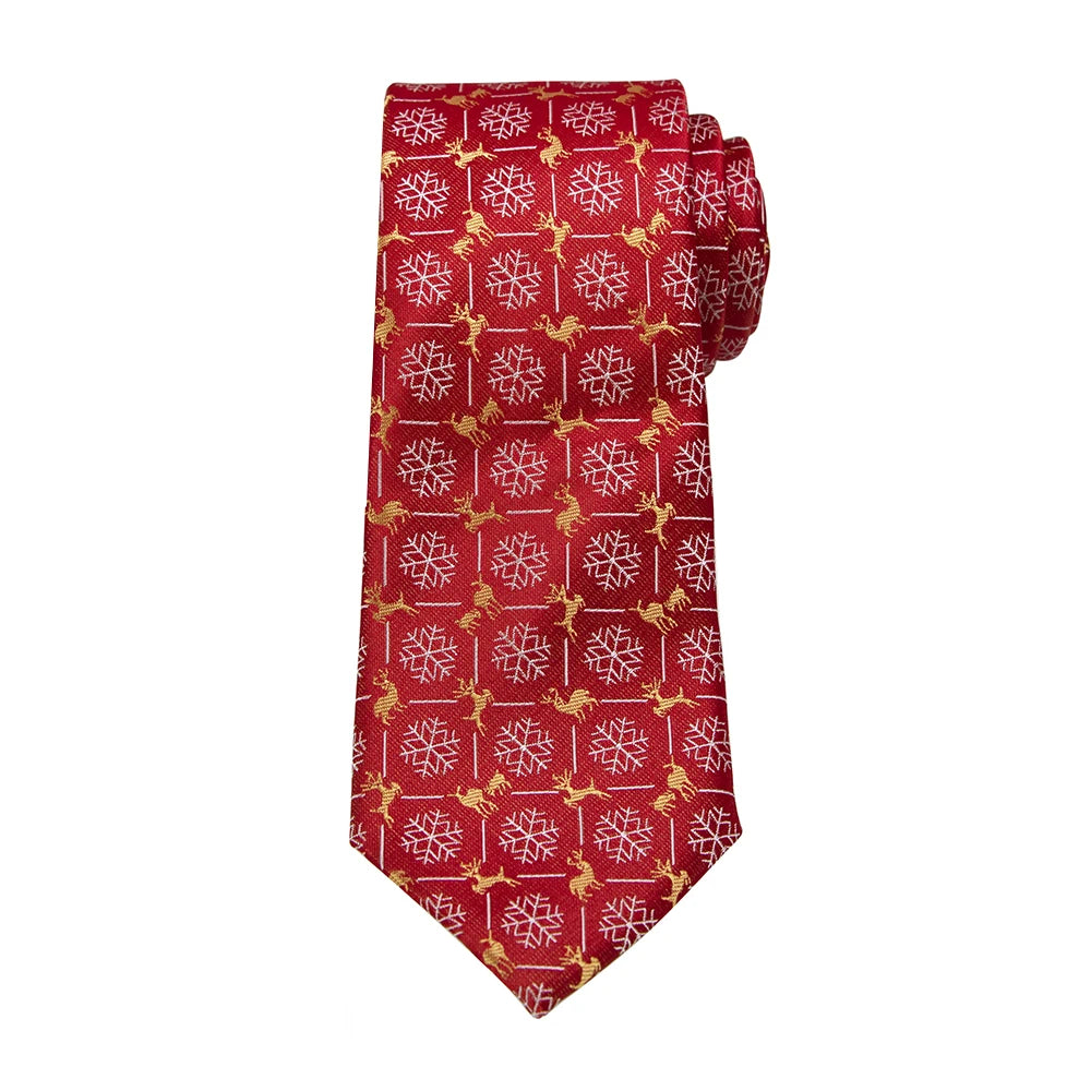 Silk Men Tie for Christmas Necktie Xmas Festival 8cm Red Green Blue Snow Santa Reindeer Jacquard Woven Tie For Men Christmas Gif