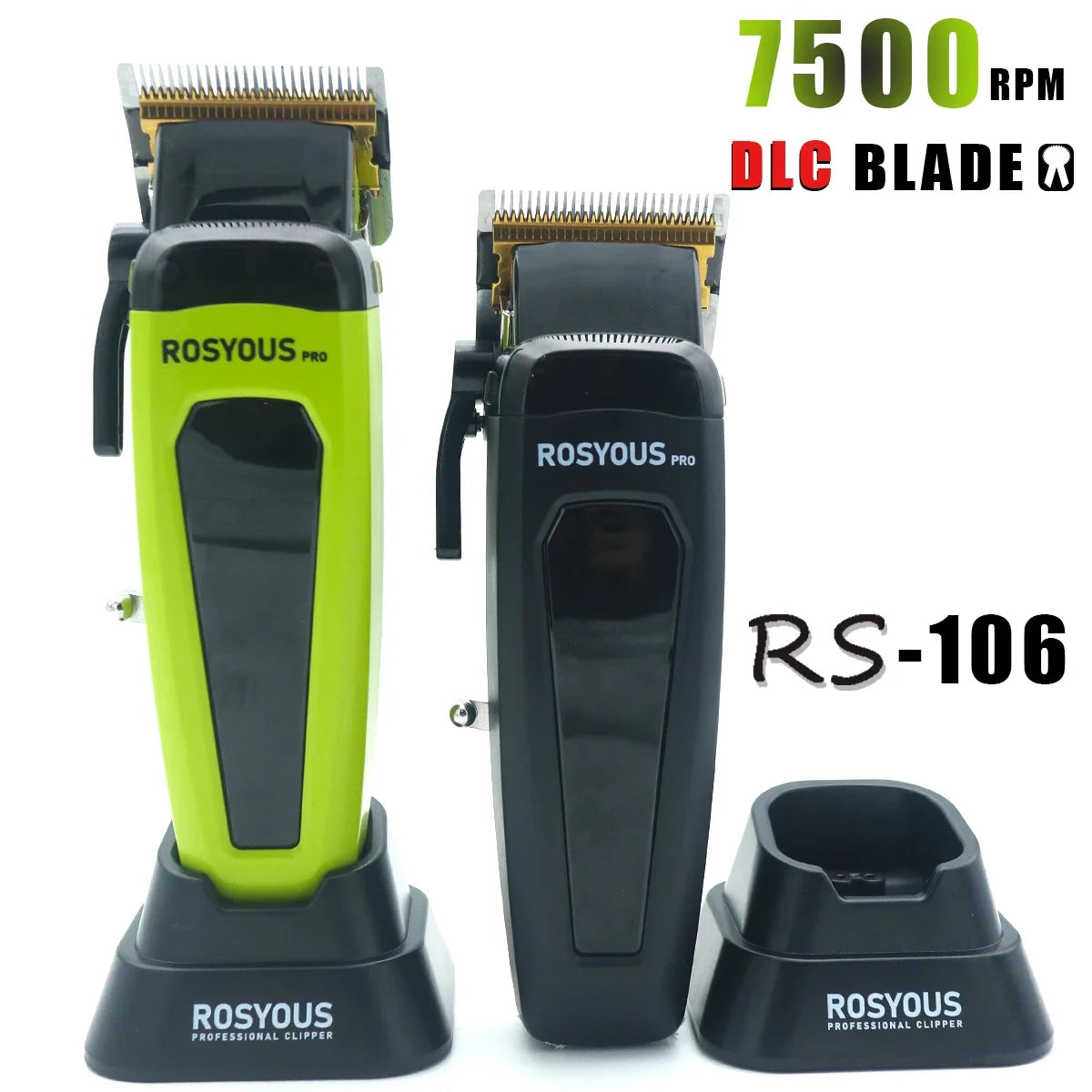 Professional Electric Hair Clipper 106 Hair Trimmer for Man 7500RPM with Base 5-adjusted DLC Blade Barber Machine