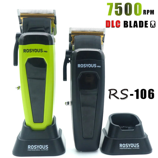 Professional Electric Hair Clipper 106 Hair Trimmer for Man 7500RPM with Base 5-adjusted DLC Blade Barber Machine
