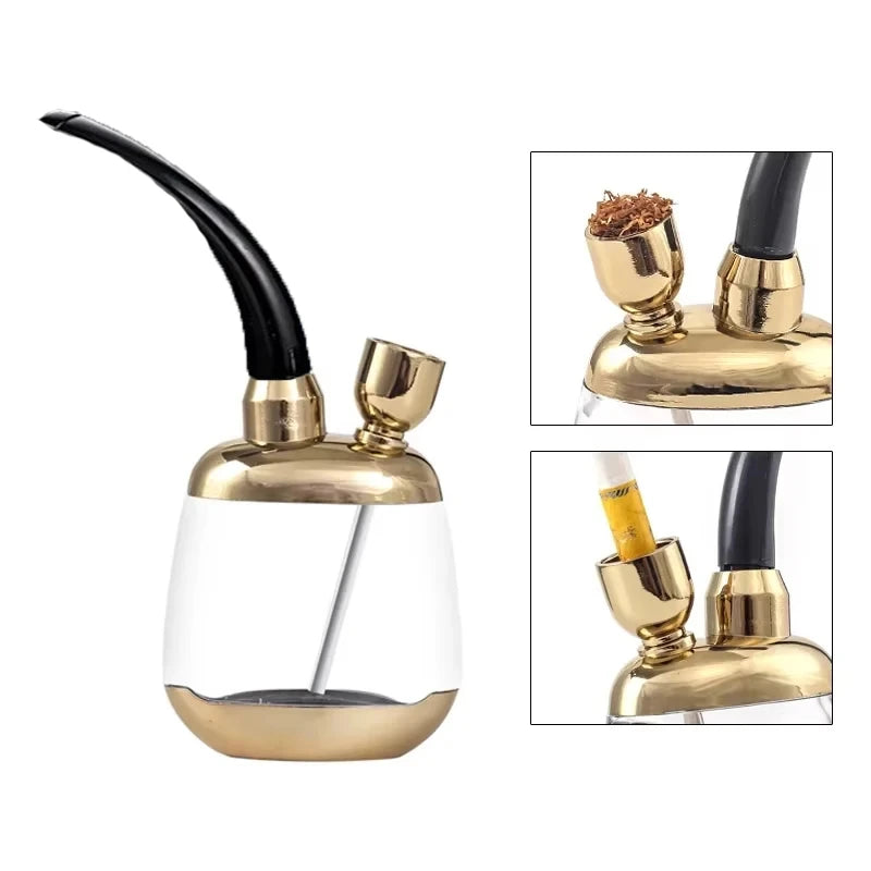 New Gold Shisha Shaped Hookah Water Pipe Smoking With Handmade Smoking Accessories Pipe Shisha Hookah Bicirculation Filter