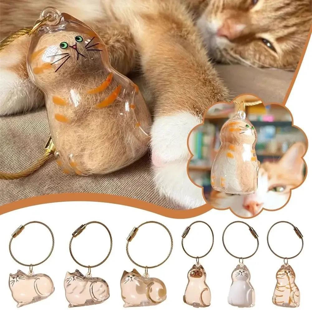Transparent Pet Hair Keepsake Container Creative Handmade Cat Hair Pendant for Pet Hair Portable Keychain DIY Pendant Accessory