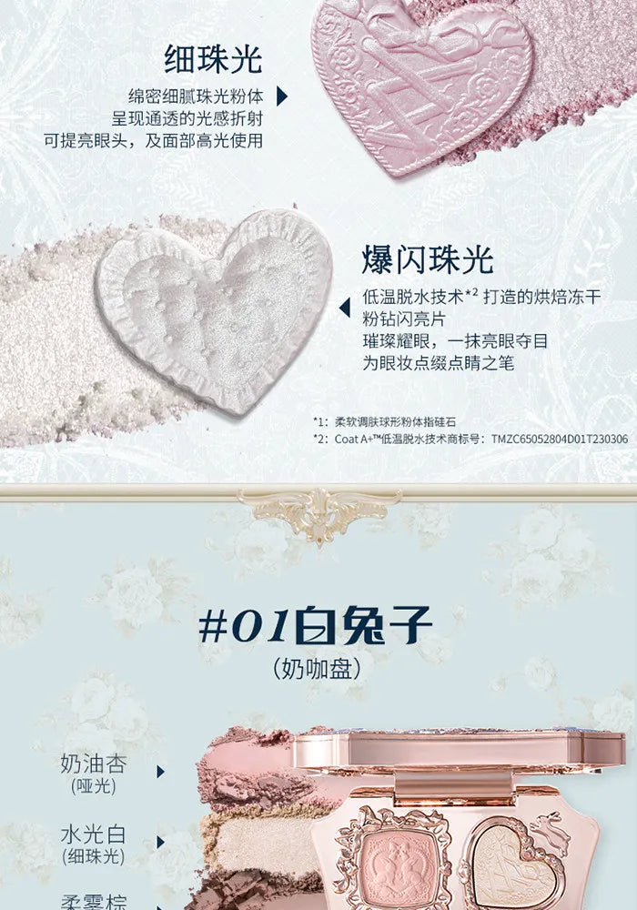 Flower Knows Bunny Garden Collection 6-color  Eyeshadow Palette Rabbit Face Palette Shimmer Matte Satin Makeup Cosmetics