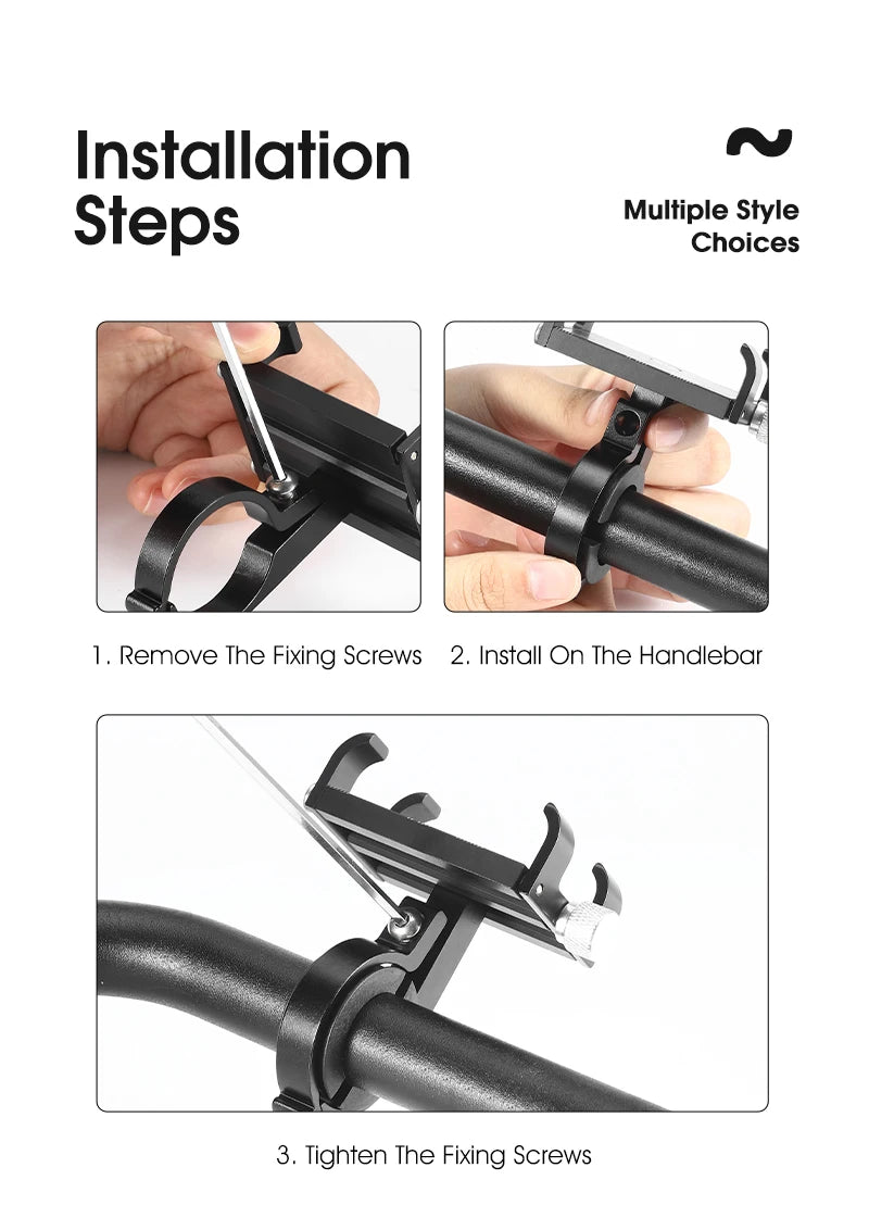 WEST BIKING Cycling Phone Holder Lightweight Aluminum Alloy Bike Handlebar Phone Bracket Phone Mount MTB Road Bike Accessories