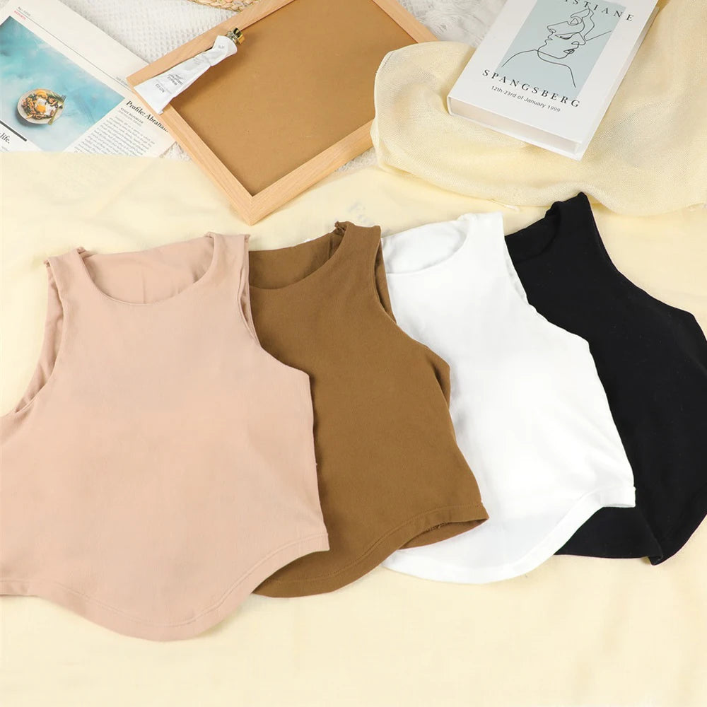 Summer Women Tank Tops Solid Color Camisole with padded Bra sexy Off Shoulder O Neck Elastic Tank Top Casual Sport Vest