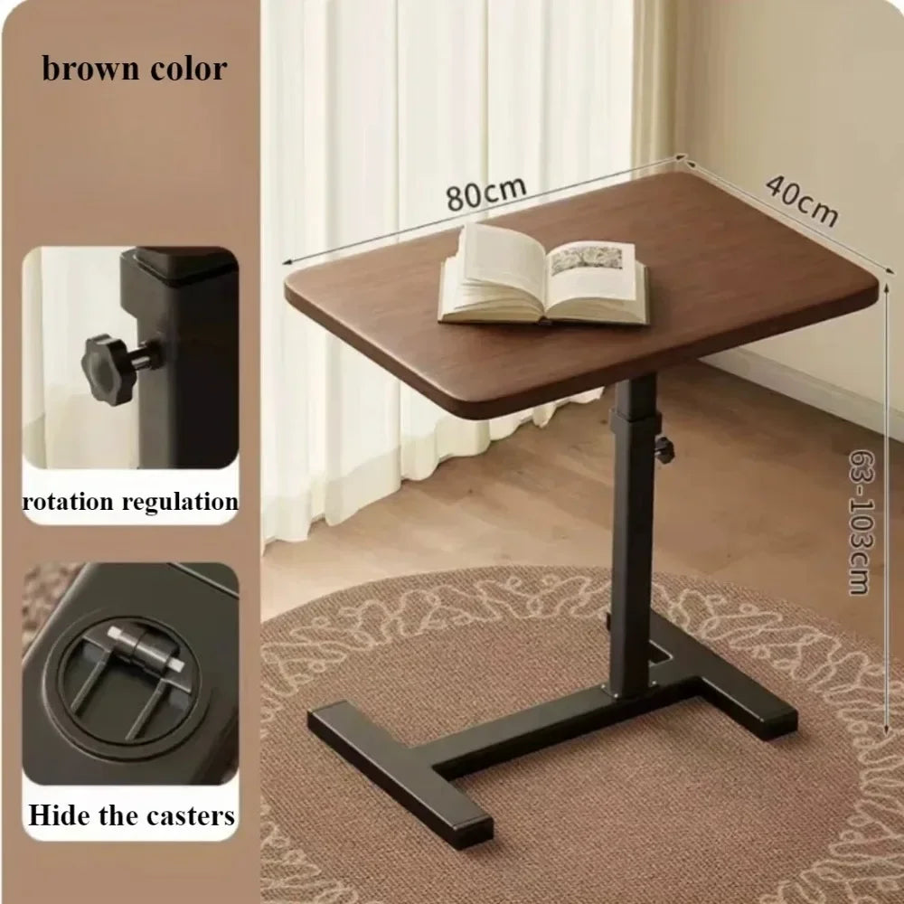 Stainless Steel Small Edge Table Bedside Table Household Mobile Desk Bedroom with Wheels Easy Lifting Learning Desk Workbench