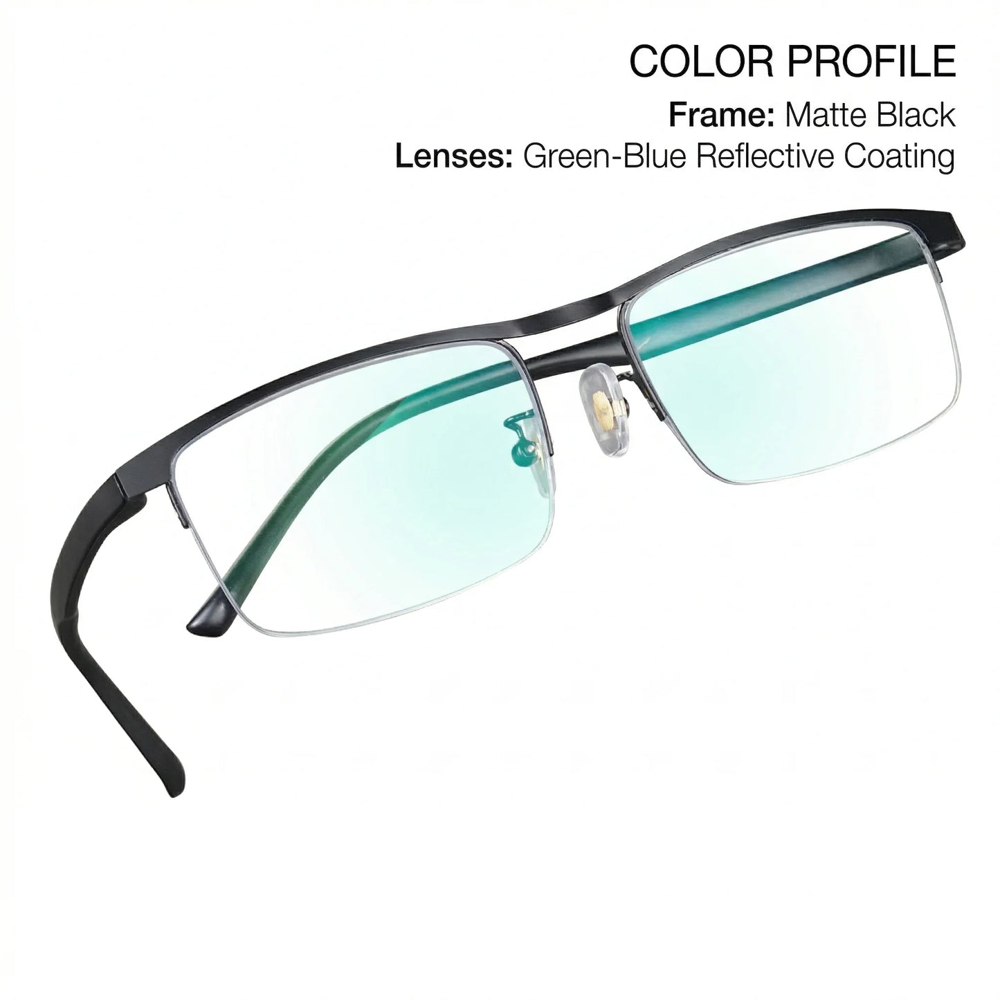 Men Classic Semi-Rimless Reading Glasses With Green Coating High-Definition Lens Comfortable Fit Suitable Home Office Use Gift