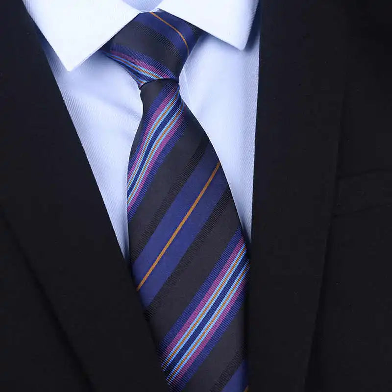 High Quality 100% Real Silk Tie For Men's Business Banquet Formal Shirt Accessories With Fashionable Striped Pattern 8CM Necktie