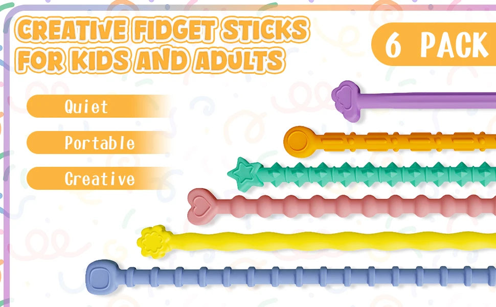 Fidgeting Sensory Sticks Toys, Anti Stress Relief Anxiety Silicone Textured Calming Sensory Toy For Autism ADHD Kids Antistress