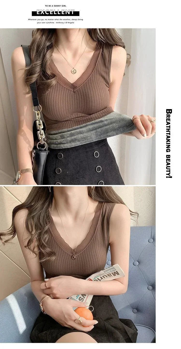 Thermal Underwear  Vest Thermo Lingerie Woman Winter Clothing Warm Top Inner Wear Thermo Shirt Undershirt Intimate Lace