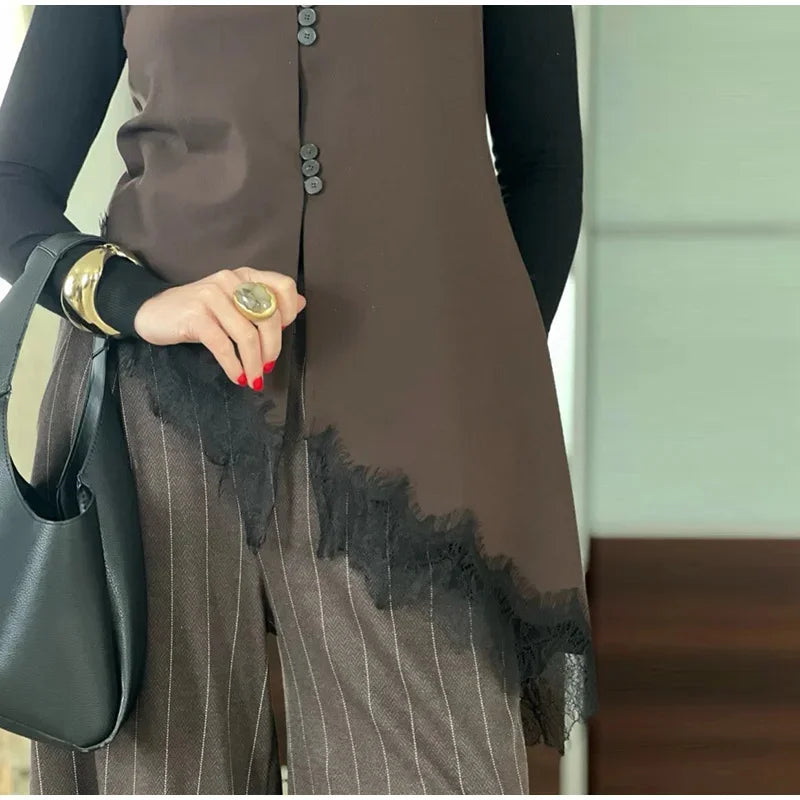 Women's Top Summer 2025 New Solid Color Suspender Lace Embellished Lingerie Top Sexy Fashion Personality Versatile