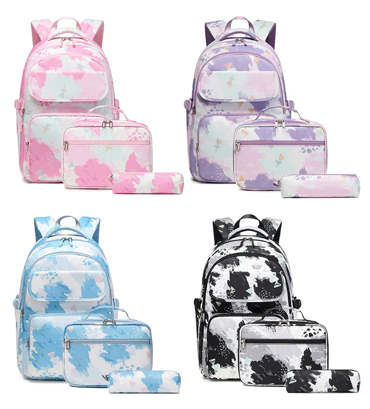 School Bags for Girls Set Waterproof Girls' School Backpack Pencil Cases Lunchbox Aesthetic Class Bags Designer Luxury Back Pack