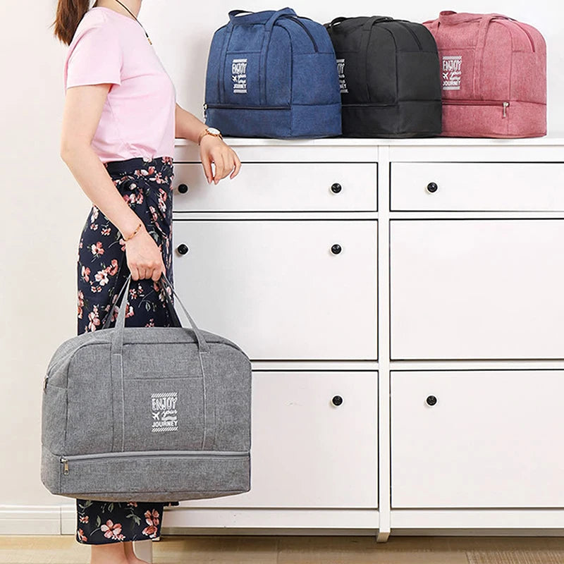 Women's Large Capacity Travel Bag Fitness Yoga Handbag Wet and Dry Wide Shoulder Strap Outdoor Tote Bag