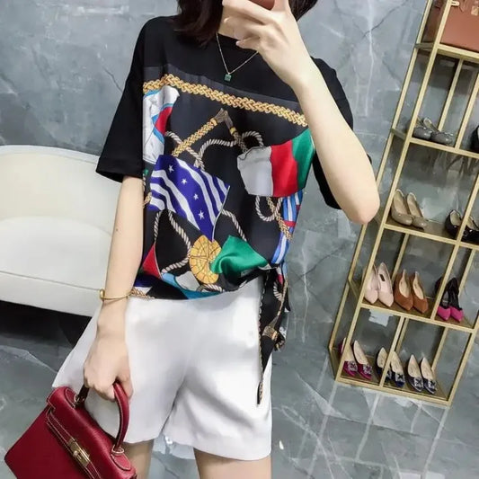 Tops Woman Short Sleeve Cotton Summer Outfit T Shirt for Women Baggy 2025 High Quality Korean Reviews Clothes Clearance Y2k Many