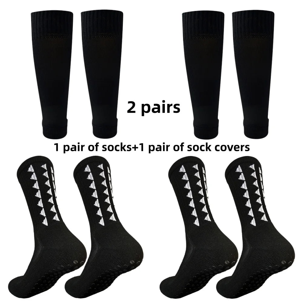 2 pairs of football socks men's leg protection socks anti slip basketball football running fitness socks leg protection socks