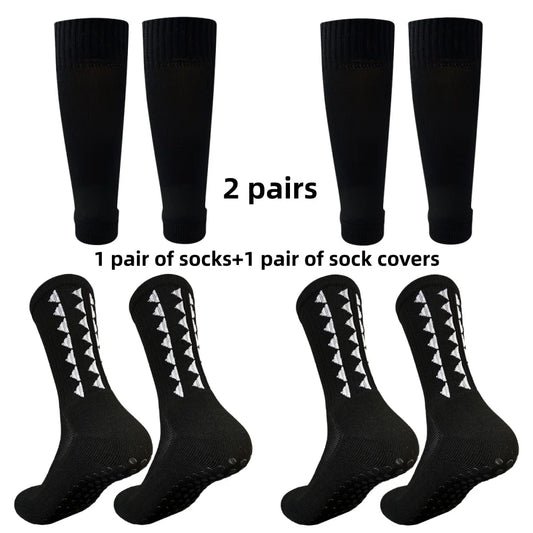 2 pairs of football socks men's leg protection socks anti slip basketball football running fitness socks leg protection socks