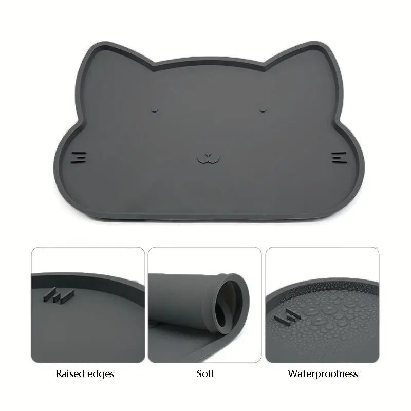 Pet Feeding Mat For Dogs Cats Solid Color Silicone Waterproof Non-slip Cat Food Mat Portable Dog Feeding Mat Placemat