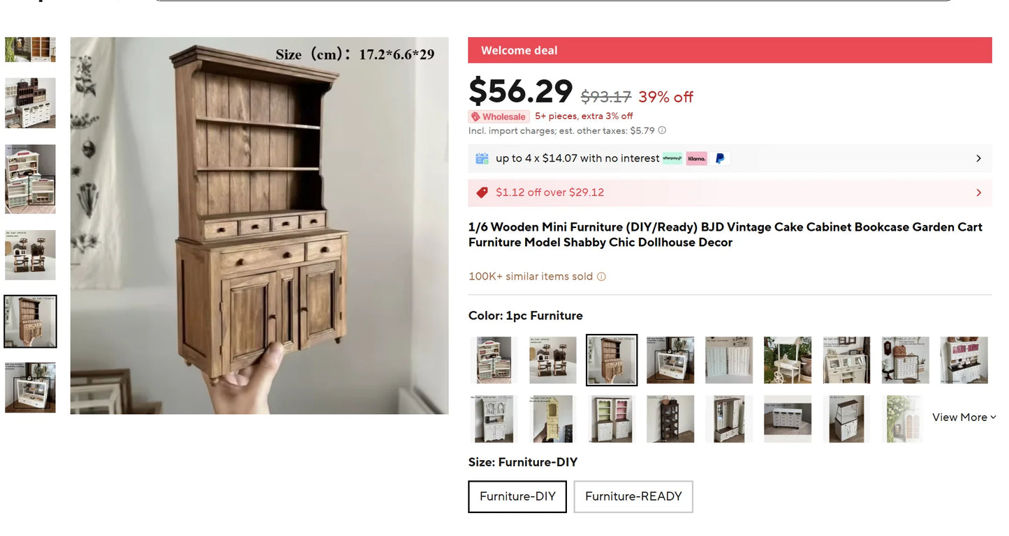 French Storage Furniture Set  StowCraft Realistic 9-Grid Cabinet Folding Garden Table Storage Display Unit 1/6 Dollhouse Diorama
