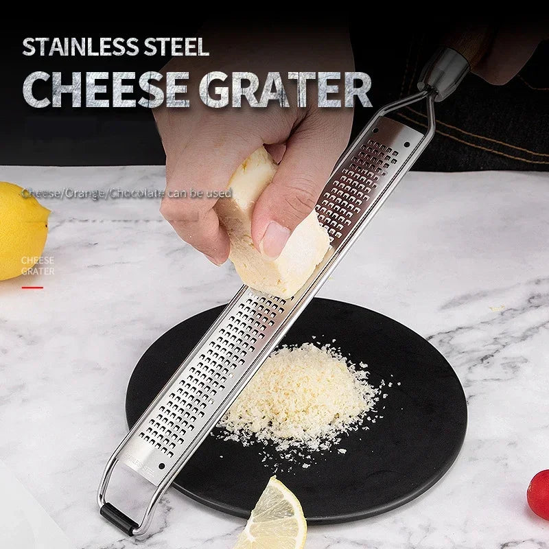 1pc Cheese Grater Wooden Handle,Multi-purpose Stainless Steel Vegetable Grater Kitchen Tools Food Shredder for Chocolate Butter