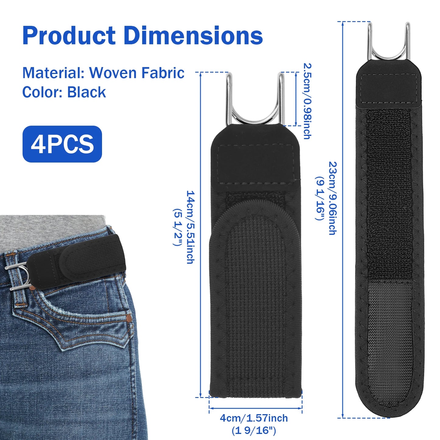 4Pcs Buckleless Belt Hook Adjustable Elastic Waist Buckle Unisex Buckle-Free Invisible Waist Belt For Outdoor Travel Work