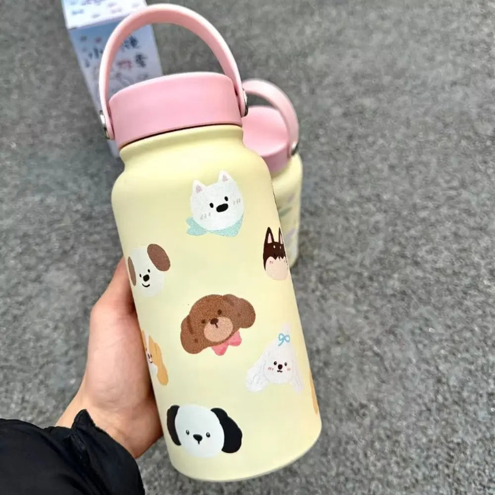 Water Bottle 900ml Insulated Water Bottle With Straw Leak-proof Portable Insulation Cup Hot Drink Cartoon Thermal Cup Student