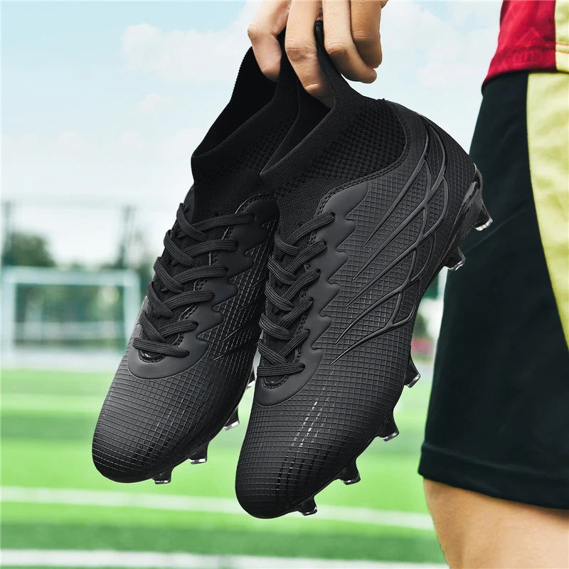 Superfly FG Football Boots Outdoor Soccer Cleat Black Shoes Soft Sport Professional Shoes Breathable Comfortable Boots Plus Size