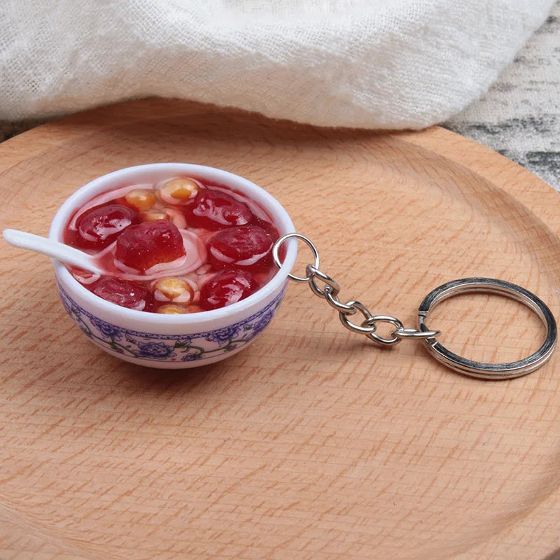 New Styles Simulation Food Key Chains Bowl High Quality Bowl Shape Key Chain Pendant Wholesale